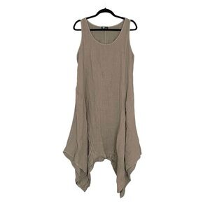 M MADE IN ITALY Linen Sleeveless Lagenlook Midi Handkerchief Dress